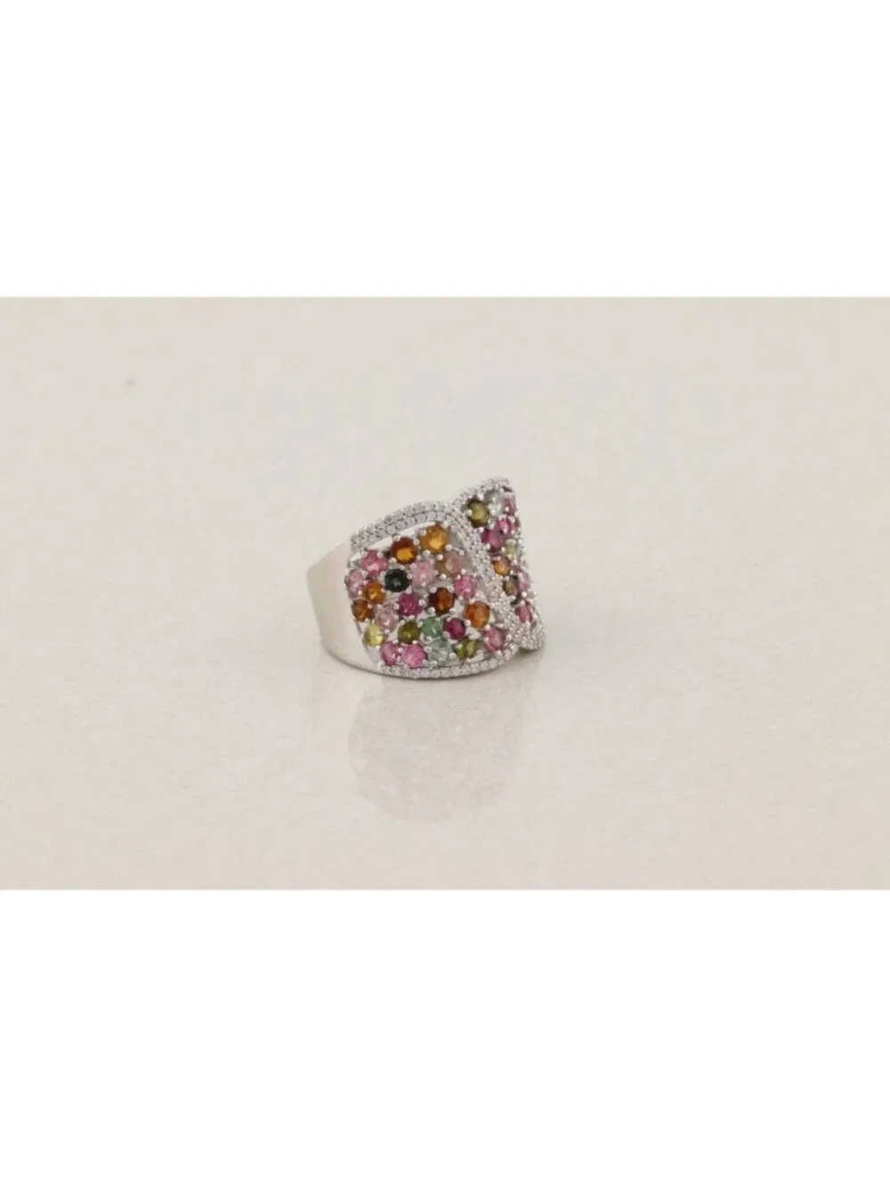 Sterling Silver Multi Color Tourmaline Ring Size 11